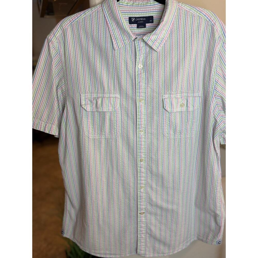 Daniel Cremieux Classics Shirt Mens Pastel Striped Seersucker Button Up Shirt L - Picture 4 of 6